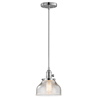 Kichler 43850CH Avery 8.5" 1 Light Bell Mini Pendant with Clear Seeded Glass Chrome in Chrome